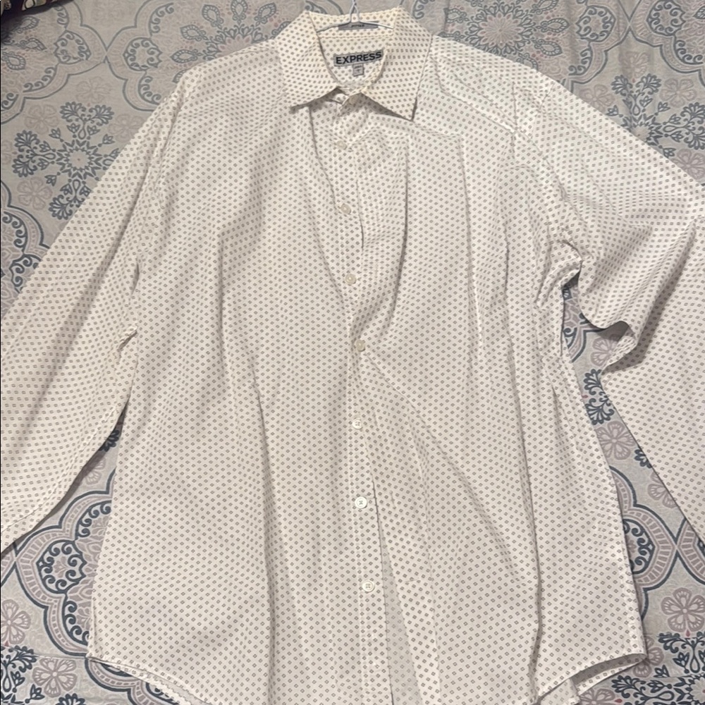 Express White Casual Button Down Shirt